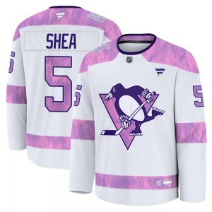 Ryan Shea Pittsburgh Penguins Fanatics Youth Premium 2024 Hockey Fights Cancer Practice Jersey (White)