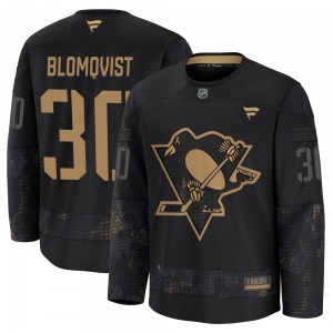 Joel Blomqvist Pittsburgh Penguins Fanatics Premium 2024 Military Appreciation Practice Jersey (Black)