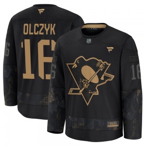 Ed Olczyk Pittsburgh Penguins Fanatics Premium 2024 Military Appreciation Practice Jersey (Black)