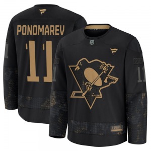 Vasily Ponomarev Pittsburgh Penguins Fanatics Premium 2024 Military Appreciation Practice Jersey (Black)
