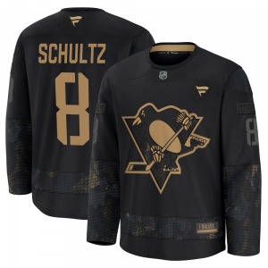 Dave Schultz Pittsburgh Penguins Fanatics Premium 2024 Military Appreciation Practice Jersey (Black)