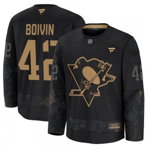 Leo Boivin Pittsburgh Penguins Fanatics Youth Premium 2024 Military Appreciation Practice Jersey (Black)