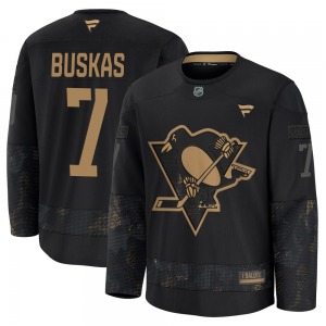 Rod Buskas Pittsburgh Penguins Fanatics Youth Premium 2024 Military Appreciation Practice Jersey (Black)