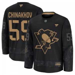 Egor Chinakhov Pittsburgh Penguins Fanatics Youth Premium 2024 Military Appreciation Practice Jersey (Black)