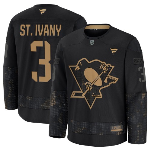 Jack St. Ivany Pittsburgh Penguins Fanatics Youth Premium 2024 Military Appreciation Practice Jersey (Black)
