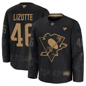 Blake Lizotte Pittsburgh Penguins Fanatics Youth Premium 2024 Military Appreciation Practice Jersey (Black)