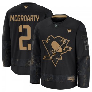 Rutger McGroarty Pittsburgh Penguins Fanatics Youth Premium 2024 Military Appreciation Practice Jersey (Black)