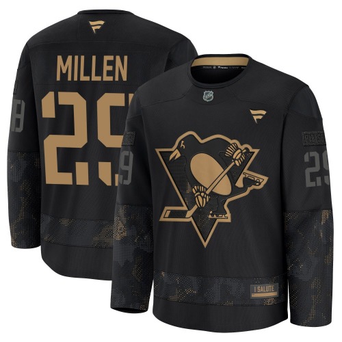 Greg Millen Pittsburgh Penguins Fanatics Youth Premium 2024 Military Appreciation Practice Jersey (Black)