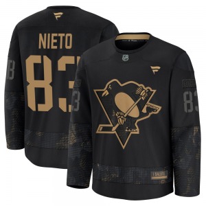 Matt Nieto Pittsburgh Penguins Fanatics Youth Premium 2024 Military Appreciation Practice Jersey (Black)