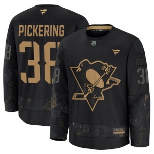 Owen Pickering Pittsburgh Penguins Fanatics Youth Premium 2024 Military Appreciation Practice Jersey (Black)