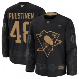 Valtteri Puustinen Pittsburgh Penguins Fanatics Youth Premium 2024 Military Appreciation Practice Jersey (Black)