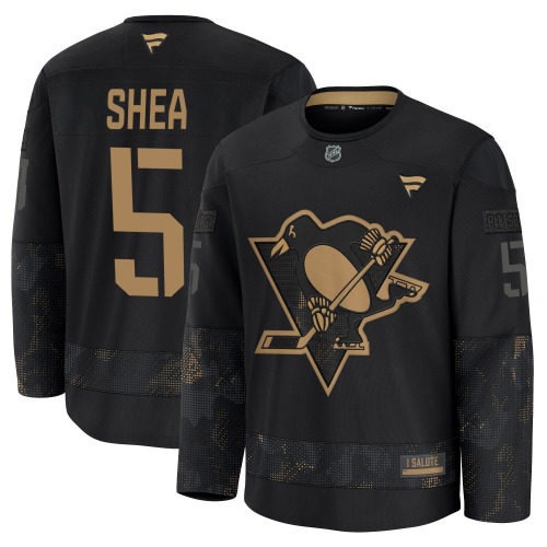 Ryan Shea Pittsburgh Penguins Fanatics Youth Premium 2024 Military Appreciation Practice Jersey (Black)
