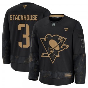 Ron Stackhouse Pittsburgh Penguins Fanatics Youth Premium 2024 Military Appreciation Practice Jersey (Black)
