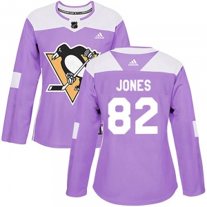 Caleb Jones Pittsburgh Penguins Adidas Women's Authentic Fights Cancer Practice Jersey (Purple)