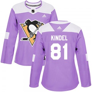 Ben Kindel Pittsburgh Penguins Adidas Women's Authentic Fights Cancer Practice Jersey (Purple)