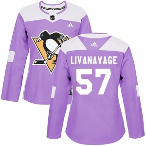 Jake Livanavage Pittsburgh Penguins Adidas Women's Authentic Fights Cancer Practice Jersey (Purple)