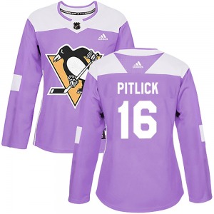 Rem Pitlick Pittsburgh Penguins Adidas Women's Authentic Fights Cancer Practice Jersey (Purple)