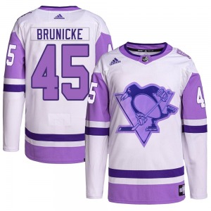 Harrison Brunicke Pittsburgh Penguins Adidas Youth Authentic Hockey Fights Cancer Primegreen Jersey (White/Purple)