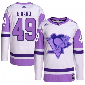 Samuel Girard Pittsburgh Penguins Adidas Youth Authentic Hockey Fights Cancer Primegreen Jersey (White/Purple)