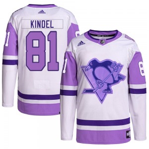 Ben Kindel Pittsburgh Penguins Adidas Youth Authentic Hockey Fights Cancer Primegreen Jersey (White/Purple)