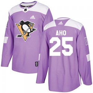 Sebastian Aho Pittsburgh Penguins Adidas Youth Authentic Fights Cancer Practice Jersey (Purple)
