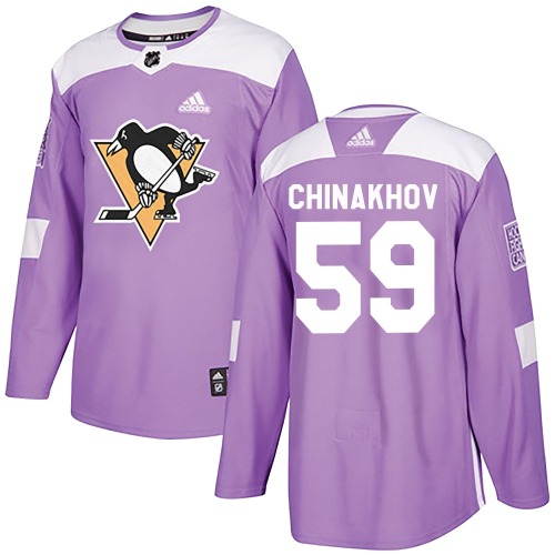 Egor Chinakhov Pittsburgh Penguins Adidas Youth Authentic Fights Cancer Practice Jersey (Purple)