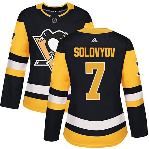Ilya Solovyov Pittsburgh Penguins Adidas Women's Authentic Home Jersey (Black)